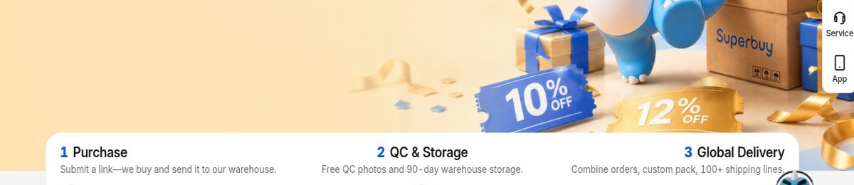 Official Superbuy homepage, QC & Storage step: 90 free warehouse days; CN¥ 0.1/item/day after, max 180 days